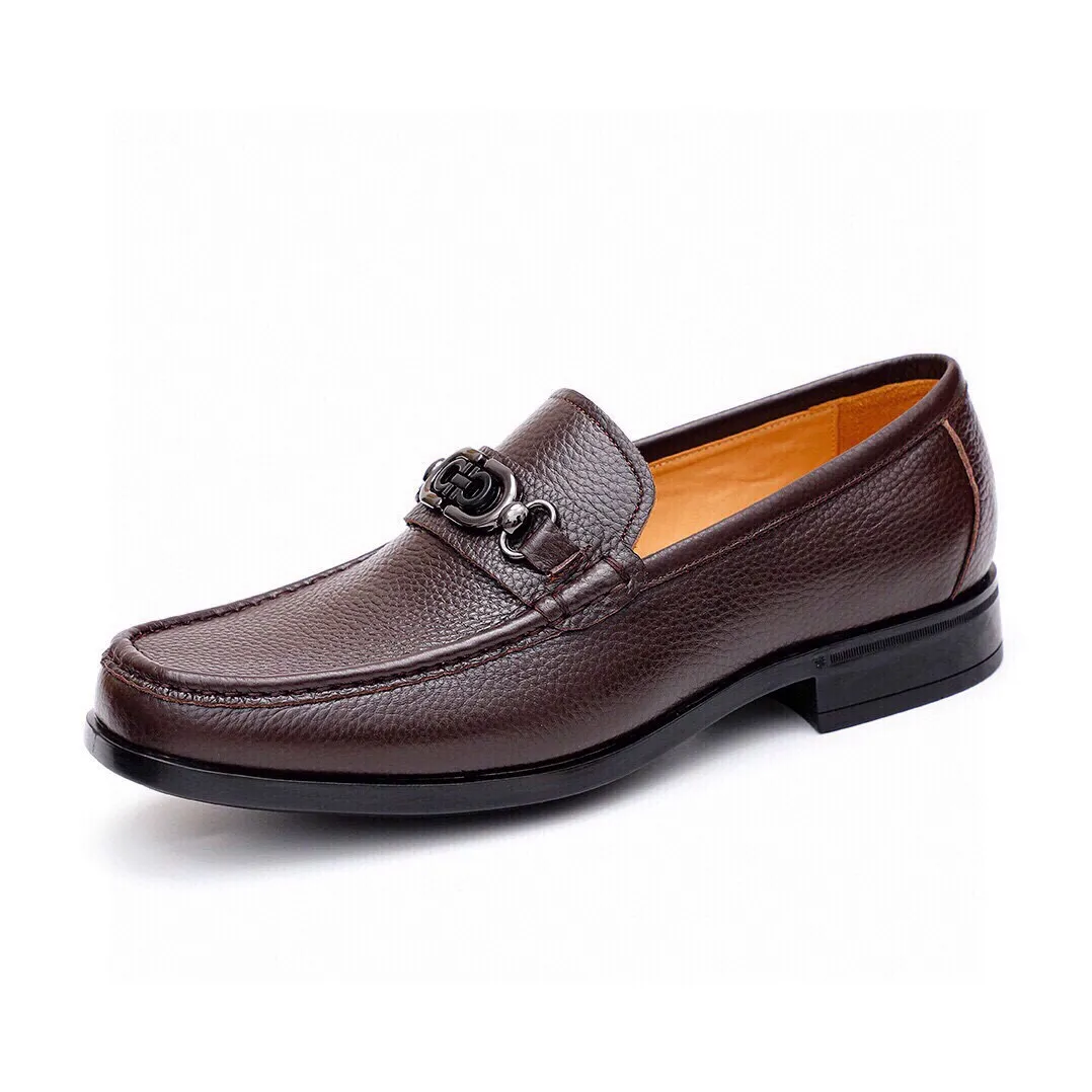 Men's shoes 💰520 💐[Ferragamo/Ferragamo] New 🐲Ferragamo* Ferragamo classic formal leather shoes! It uses imported first-layer pebbled cowhide leather upper + luxurious hardware buckle, and the inner first-layer comfortable cowhide leather lining! Original rubber outsole! Code number 38-44 (45🉑️customized)